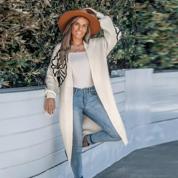 Cupshe Ivory Floral Long Sleeve Duster Size M | NWT | Cream - Picture 4 of 6